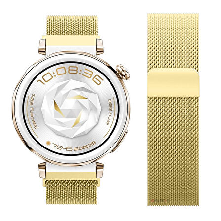 Huawei Watch GT5 Pro 42mm Uyumlu Manyetik Milanese Loop Metal Kordon 
