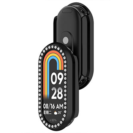 Xiaomi Smart Band 8 İle Uyumlu Zarif Kristal Taşlı Kasa Koruyucu Kılıf