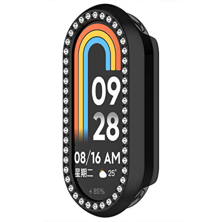 Xiaomi Smart Band 8 İle Uyumlu Zarif Kristal Taşlı Kasa Koruyucu Kılıf