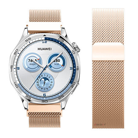 Huawei Watch GT5 46mm Uyumlu Manyetik Milanese Loop Metal Kordon 