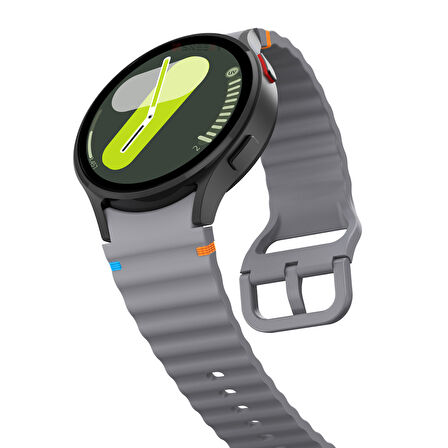 Samsung Galaxy Watch 5 40mm-44mm İle Uyumlu Metal Tokalı Dalgalı Spor Silikon Kordon