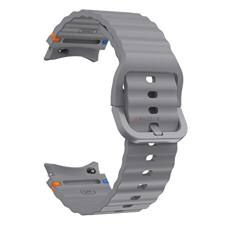 Samsung Galaxy Watch 5 40mm-44mm İle Uyumlu Metal Tokalı Dalgalı Spor Silikon Kordon