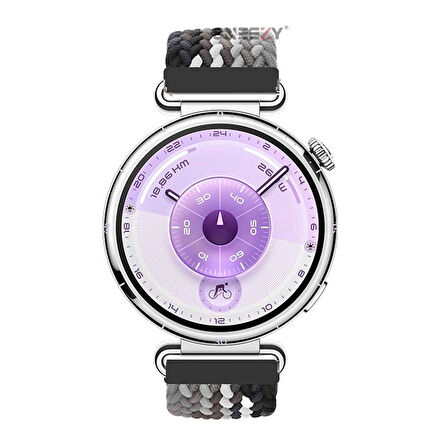 Sneezy Huawei Watch GT6 41mm İle Uyumlu Metal Klips Solo Fiberlink Kumaş Örgü Kordon