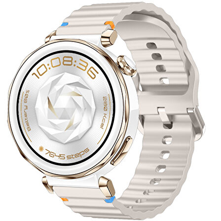 Huawei Watch GT5 Pro 42mm İle Uyumlu Dalga Desenli Tokalı Yumusaş Soft Silikon Kordon