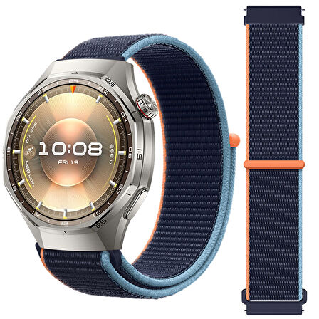 Huawei Watch GT6 Pro 46mm İle Uyumlu Ayarlanabilir Cırt Cırtlı Yumuşak Spor Kumaş Örgü Kordon