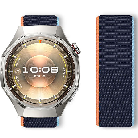Huawei Watch GT6 Pro 46mm İle Uyumlu Ayarlanabilir Cırt Cırtlı Yumuşak Spor Kumaş Örgü Kordon