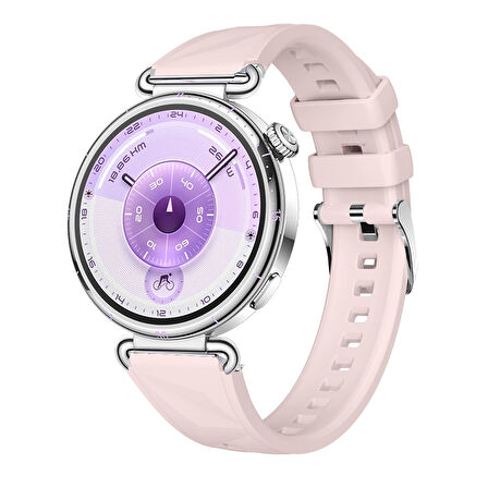 Sneezy Huawei Watch GT6 41mm İle Uyumlu Prism Metal Tokalı Soft Yumuşak Silikon Kordon