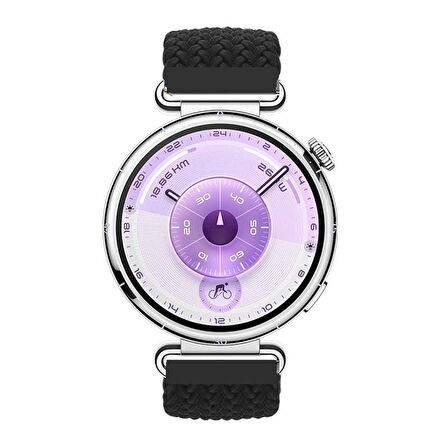 Sneezy Huawei Watch GT6 41mm İle Uyumlu Metal Klips Solo Fiberlink Kumaş Örgü Kordon