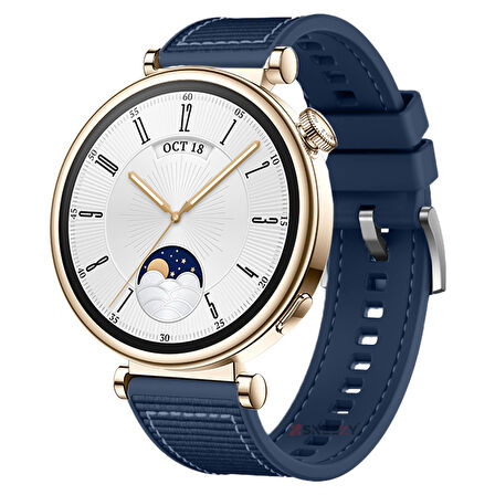 Sneezy Huawei Watch GT4 41mm İle Uyumlu Dikiş Desenli Metal Tokalı Dokuma Silikon Kordon