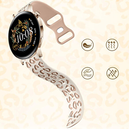 Samsung Galaxy Watch 6 7 Serisi ile Uyumlu Leopar Desenli Silikon Kordon Kayış