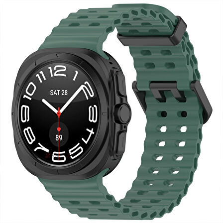 Samsung Galaxy Watch 7 Ultra İle Uyumlu AirFlow Metal Tokalı Yumuşak Soft Silikon Kordon 