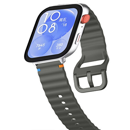 Huawei Watch Fit 3 İle Uyumlu Dalga Desenli Tokalı Yumusaş Soft Silikon Kordon