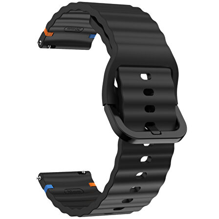 Huawei Watch GT2 GT3 42mm İle Uyumlu Dalga Desenli Tokalı Yumusaş Soft Silikon Kordon