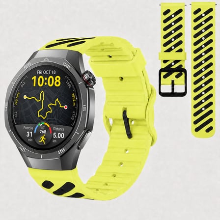 Huawei Watch GT 5 Pro 46 mm Uyumlu Çift Renkli Delikli Silikon Spor Kordon