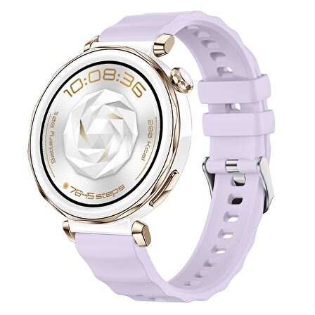 Sneezy Huawei Watch GT5 Pro 42mm İle Uyumlu SoftFlex Metal Tokalı Spor Silikon Akıllı Saat Kordonu