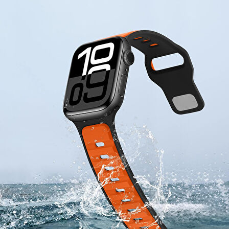 Apple Watch 42mm 44mm 45mm S10 46mm Ultra 49mm Çift Renkli Spor Silikon Kordon Nefes Alabilir