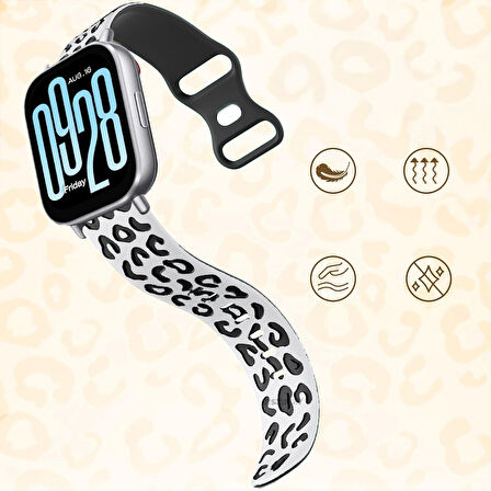 Redmi Watch 5 Lite Active İle Uyumlu Leopar Desenli Yumuşak Silikon Kordon