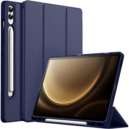 Samsung Galaxy Tab S9 Fe Plus X610 12.4 İnç Kılıf Premium Silikon Kalem Bölmeli Smart Case