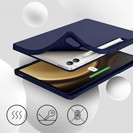 Samsung Galaxy Tab S9 Fe Plus X610 12.4 İnç Kılıf Premium Silikon Kalem Bölmeli Smart Case