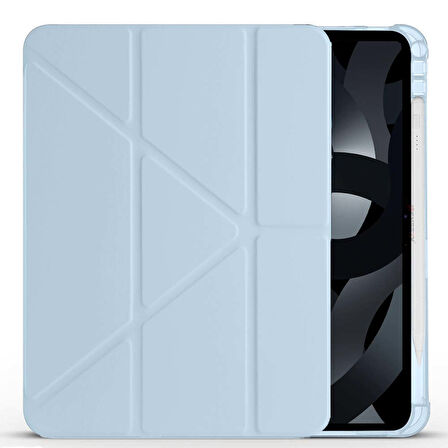 Apple iPad Air 10.9'' 2022/2020 Uyumlu Üçgen Katlanabilir Kalem Şarj Bölmeli Standlı Kılıf