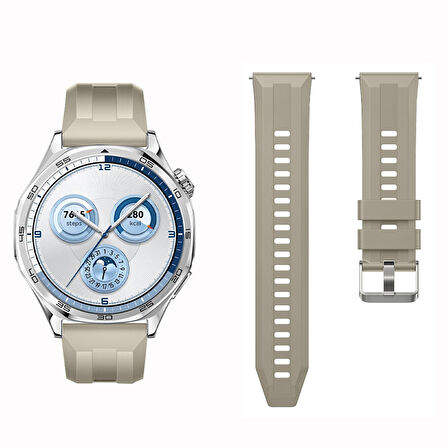 Sneezy Huawei Watch GT5 46mm İle Uyumlu Spor Silikon Metal Tokalı Soft Saat Kordonu