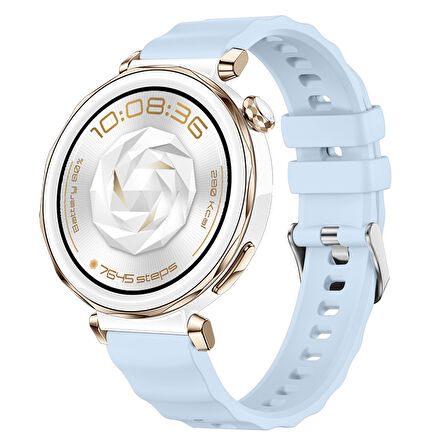 Sneezy Huawei Watch GT5 Pro 42mm İle Uyumlu SoftFlex Metal Tokalı Spor Silikon Akıllı Saat Kordonu