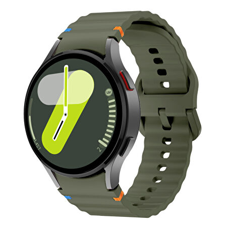 Samsung Galaxy Watch 7 40mm-44mm İle Uyumlu Metal Tokalı Dalgalı Spor Silikon Kordon