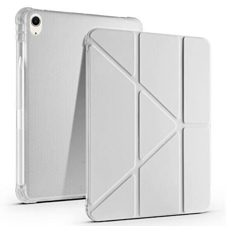 Apple iPad Air 11'' M3 2025/M2 2024 Uyumlu Üçgen Katlanabilir Kalem Şarj Bölmeli Standlı Kılıf