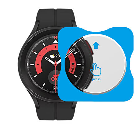 Samsung Watch 5 Pro 45mm Uyumlu Kolay Takılabilir Takma Aparatlı Temperli Cam Ekran Koruyucu 