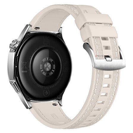 Sneezy Huawei Watch GT4 46mm ile Uyumlu Metal Tokalı Dikiş Detaylı Şık Dokuma Silikon Kordon