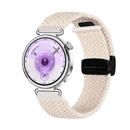 Sneezy Huawei Watch GT6 41mm İle Uyumlu FiberLink Manyetik Tokalı Kumaş Örgü Kordon