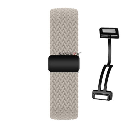 Sneezy Huawei Watch GT6 41mm İle Uyumlu FiberLink Manyetik Tokalı Kumaş Örgü Kordon