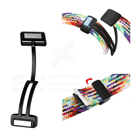 Sneezy Huawei Watch GT6 41mm İle Uyumlu FiberLink Manyetik Tokalı Kumaş Örgü Kordon