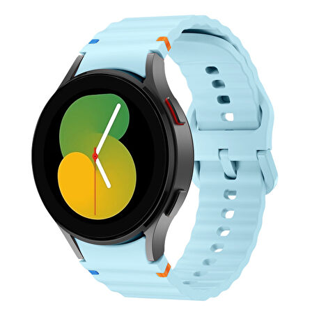 Samsung Galaxy Watch 5 40mm-44mm İle Uyumlu Metal Tokalı Dalgalı Spor Silikon Kordon