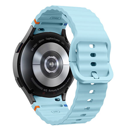 Samsung Galaxy Watch 5 40mm-44mm İle Uyumlu Metal Tokalı Dalgalı Spor Silikon Kordon