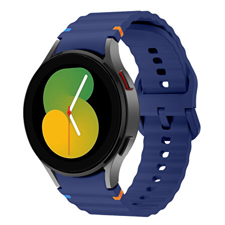 Samsung Galaxy Watch 5 40mm-44mm İle Uyumlu Metal Tokalı Dalgalı Spor Silikon Kordon