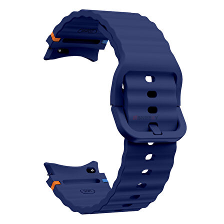 Samsung Galaxy Watch 5 40mm-44mm İle Uyumlu Metal Tokalı Dalgalı Spor Silikon Kordon
