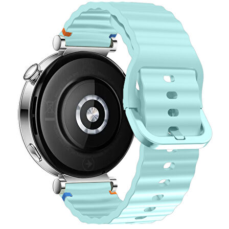 Huawei Watch GT5 41mm İle Uyumlu Dalga Desenli Tokalı Yumusaş Soft Silikon Kordon