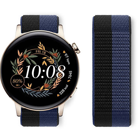 Huawei Watch GT3 42mm GT2 42mm İle Uyumlu Ayarlanabilir Cırt Cırtlı Yumuşak Spor Kumaş Örgü Kordon