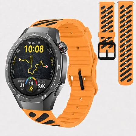 Huawei Watch GT 5 Pro 46 mm Uyumlu Çift Renkli Delikli Silikon Spor Kordon