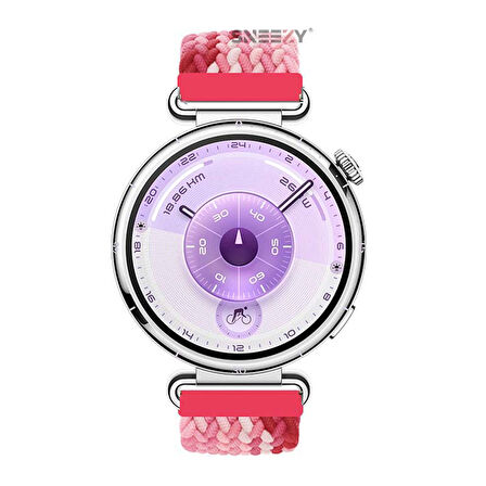 Sneezy Huawei Watch GT6 41mm İle Uyumlu Metal Klips Solo Fiberlink Kumaş Örgü Kordon