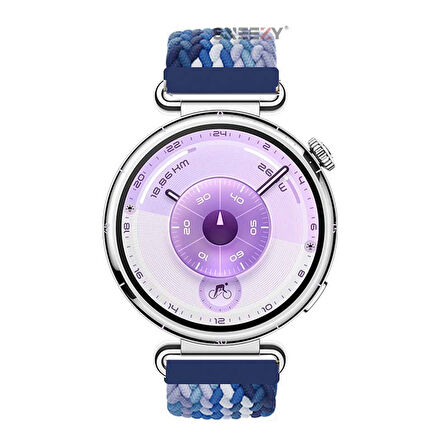 Sneezy Huawei Watch GT6 41mm İle Uyumlu Metal Klips Solo Fiberlink Kumaş Örgü Kordon