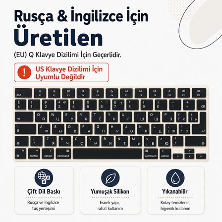 MacBook Air 15.3 İnç M2 M3 M4 M5 A2941 A3114 A3241 A3448 Uyumlu Rusça İngilizce Q Klavye KoruyucuA3449 Uyumlu Rusça İngilizce Q Klavye Koruyucu