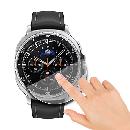 Samsung Watch 8 47mm Uyumlu Kolay Takılabilir Takma Aparatlı Temperli Cam Ekran Koruyucu