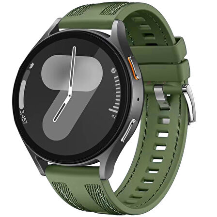 Sneezy Samsung Galaxy Watch 7 44mm 40mm Uyumlu Metal Tokalı Dikiş Detaylı Şık Dokuma Silikon Kordon