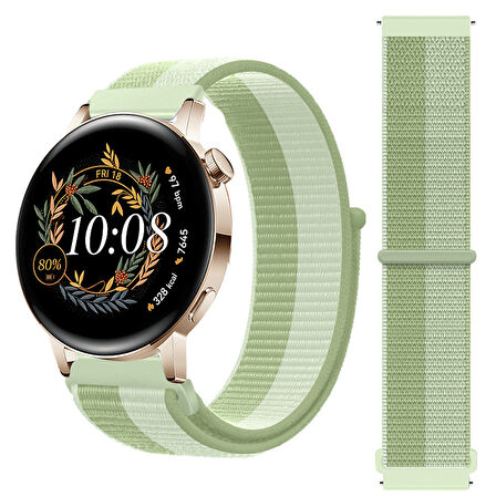 Huawei Watch GT3 42mm GT2 42mm İle Uyumlu Ayarlanabilir Cırt Cırtlı Yumuşak Spor Kumaş Örgü Kordon