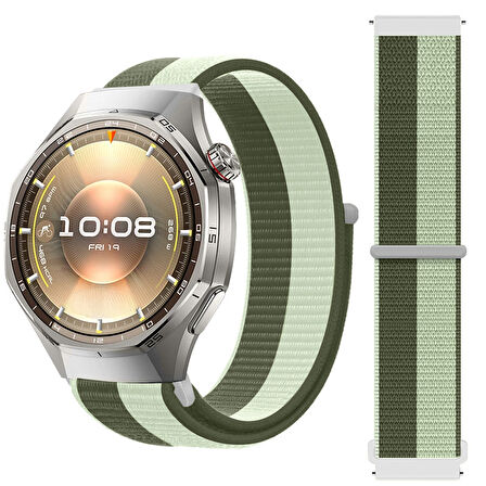 Huawei Watch GT6 Pro 46mm İle Uyumlu Ayarlanabilir Cırt Cırtlı Yumuşak Spor Kumaş Örgü Kordon