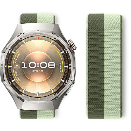 Huawei Watch GT6 Pro 46mm İle Uyumlu Ayarlanabilir Cırt Cırtlı Yumuşak Spor Kumaş Örgü Kordon