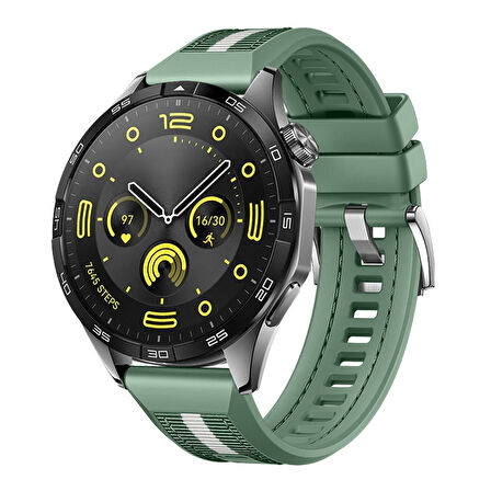 Huawei Watch GT4 46mm İle Uyumlu SportStripe Örgü Desen Metal Tokalı Silikon Akıllı Saat Kordonu