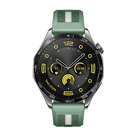 Huawei Watch GT4 46mm İle Uyumlu SportStripe Örgü Desen Metal Tokalı Silikon Akıllı Saat Kordonu